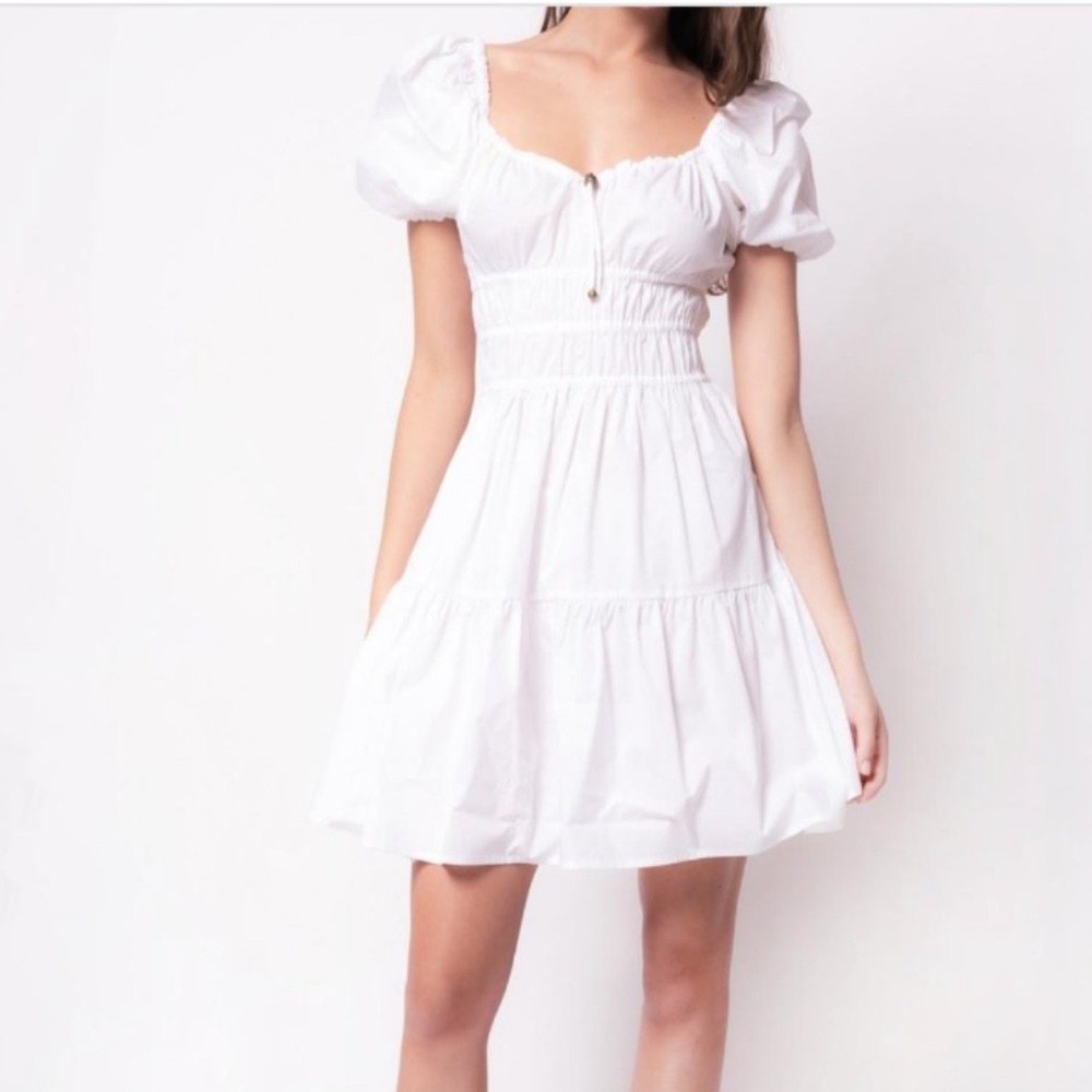 Pinko Abriolas Puff Sleeve White Mini Dress